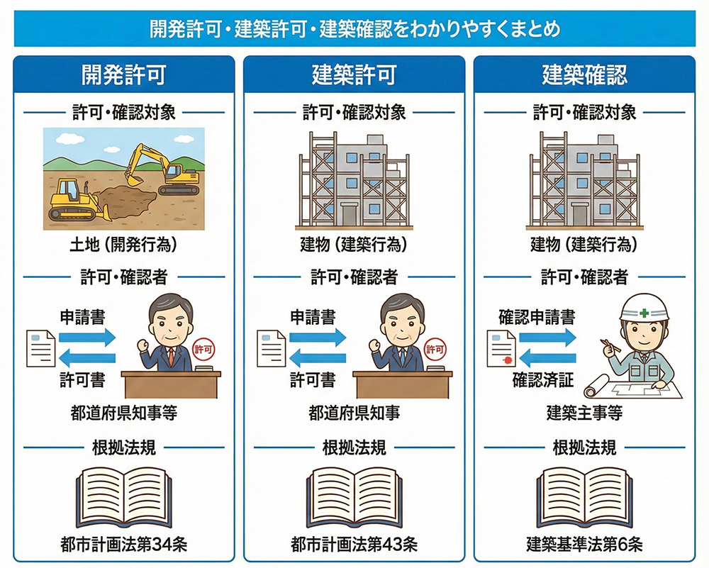 開発許可,建築許可,建築確認をわかりやすくまとめ